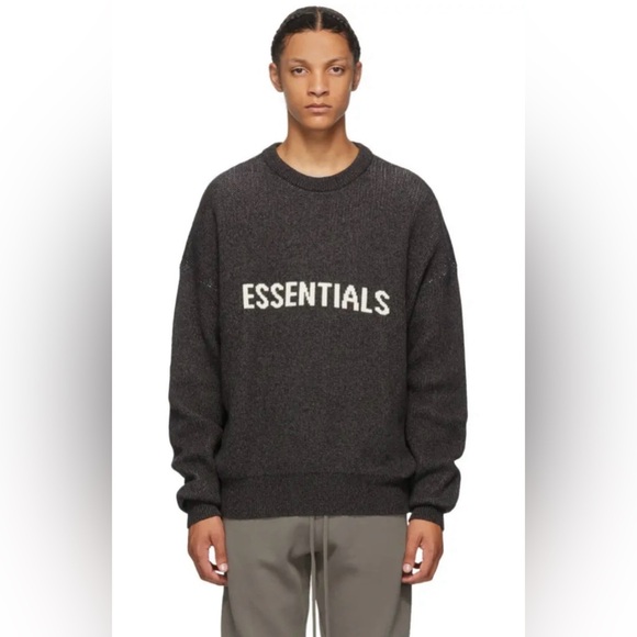 Mens Essentials FOG Fear of God Jacquard Knit Cotton Crewneck Sweater - Picture 9 of 10